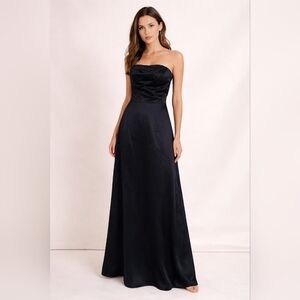 Bill Levkoff Satin Strapless Black Gown Sz 12 NWT Elegant Glamorous